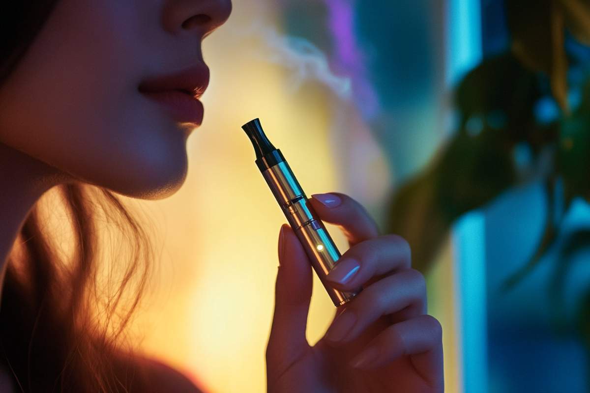 femme qui vapote du CBD